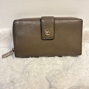 Valentina Italian Pebble Leather Full Size Taupe Wallet